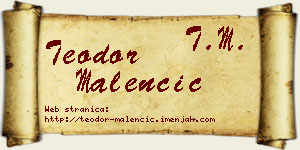 Teodor Malenčić vizit kartica